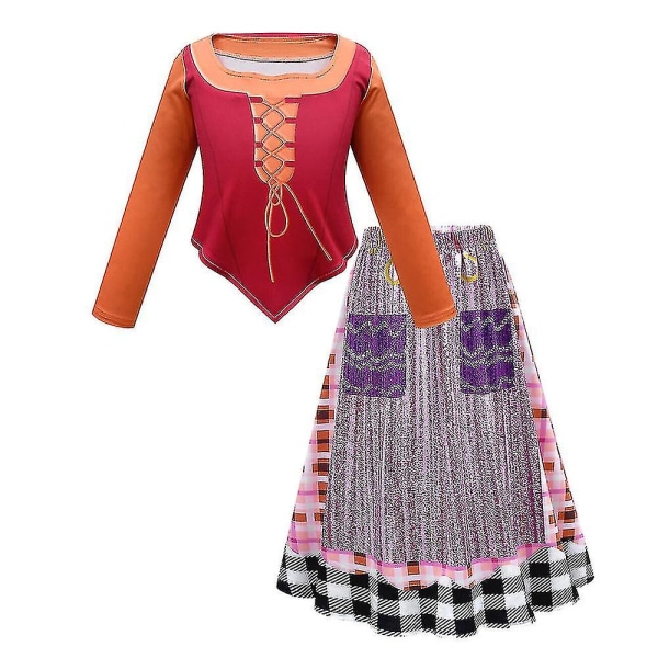 Hocus Pocus Sanderson-kläder Topp + Kjolar + Set Barn Flickor Fancy Up Kostym 6-7 Years