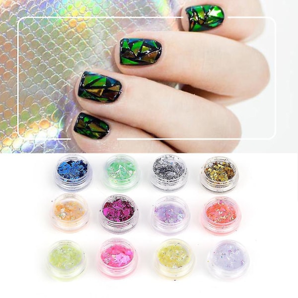 12 väriä Nail Art Glitter Pyöreä Paljeti Akryyli Tips UV-geeli