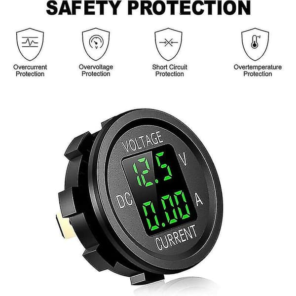 12V Vanntett LED Digital Voltmeter for Motorsykkel 9V-48V DC Strøm Voltmeter