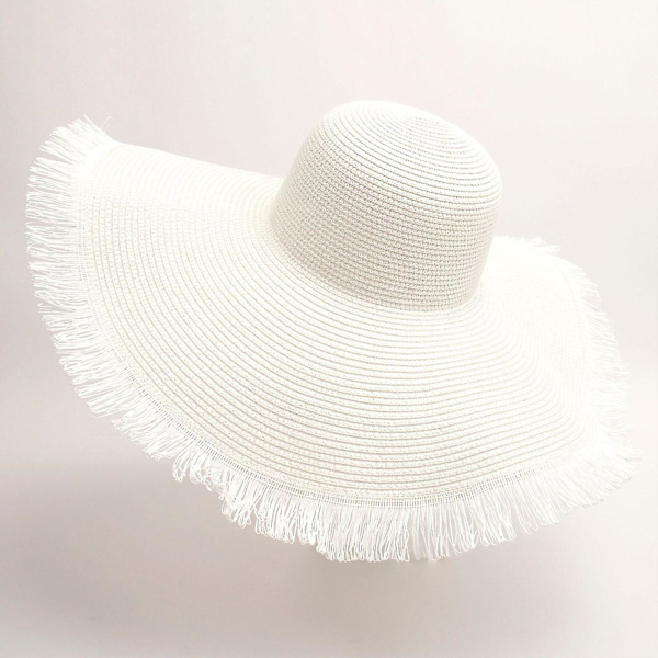 Unisex Sommarstrand Halmvävd Hatt Jazz Andningsbar Hatt Stor Brätte Keps White