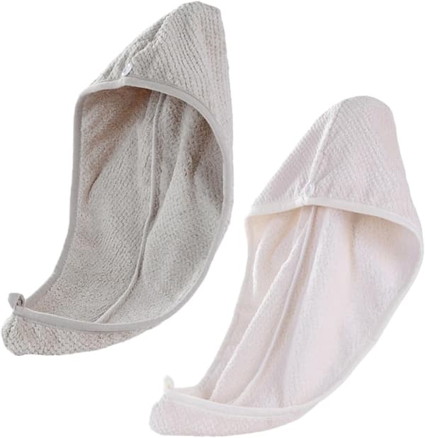 2 stk. mikrofiber hårhætte, absorberende håndklædeindpakning, sovehætte, hurtigtørrende hår, tilfældig farve