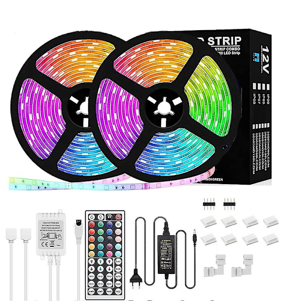 LED-nauhavalot RGB 20m 65,6ft SMD 5050 LEDit Väriä Vaihtavat