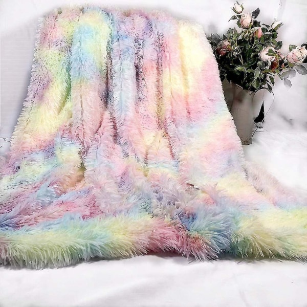 Plush Supermyk Bløtt Teppe Fargerikt Sofadekke Plysj Kast