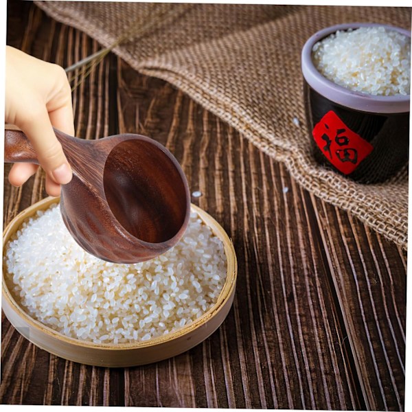 Elegant japansk teseremoni skje, ergonomisk håndtak, tresleiv for suppe, multifunksjonell vannøse