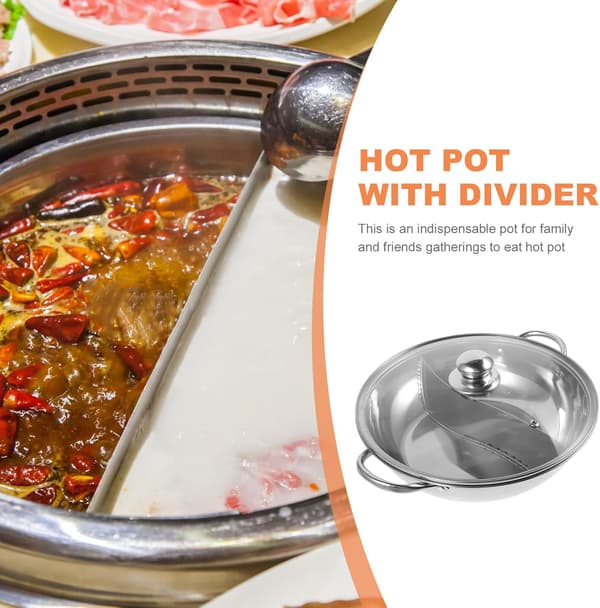 Rustfritt stål Hotpot Gryte Kasserolle Praktisk Solid Sølv Dobbeltsmak Deler Design