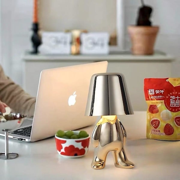 Touch LED Bordlampa Modern Thinker Uppladdningsbar Gyllene Man