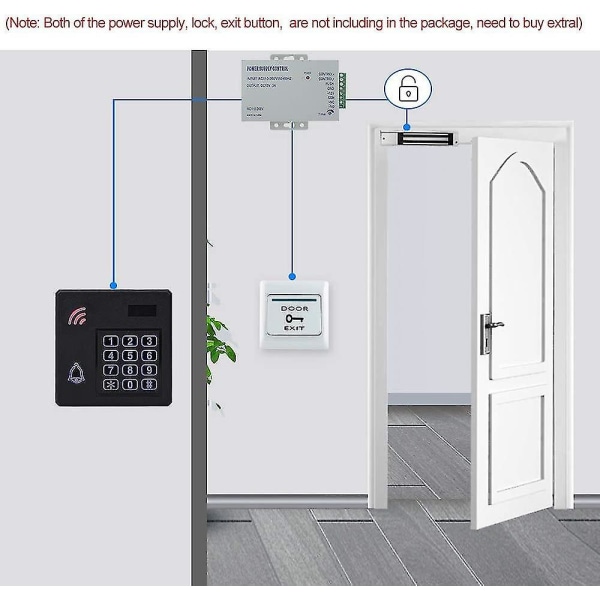 Vanntett ID-tilgangskontrolltastatur Dørtilgangskontrollsystem Utendørs Regntålig (1 stk, Svart)