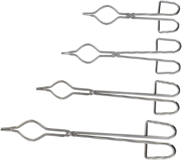 4 stk. digeltang i rustfritt stål, kjemisk laboratoriebeger, digelklemmer for laboratoriebruk