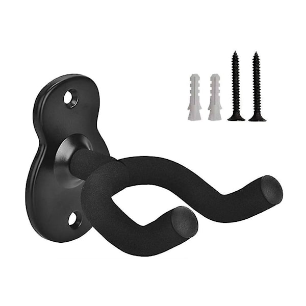 Gitarrväggfäste 2-pack Krokar Akustisk Elektrisk Bas Väggfäste Svart Metall Gitarrställ