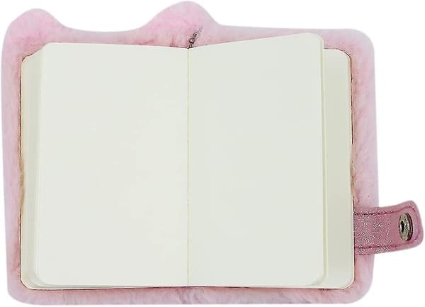 Sød Dyr Kat Ansigt Plys Mini Lomme Notesbog Med Nøglering