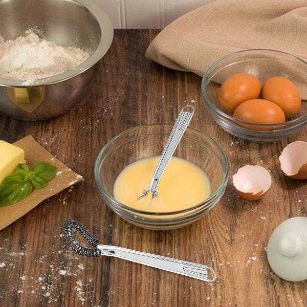 Mini eggvisp i rustfritt stål, håndholdt skummer for å skumme kremet kaffe, mikser saus, blender