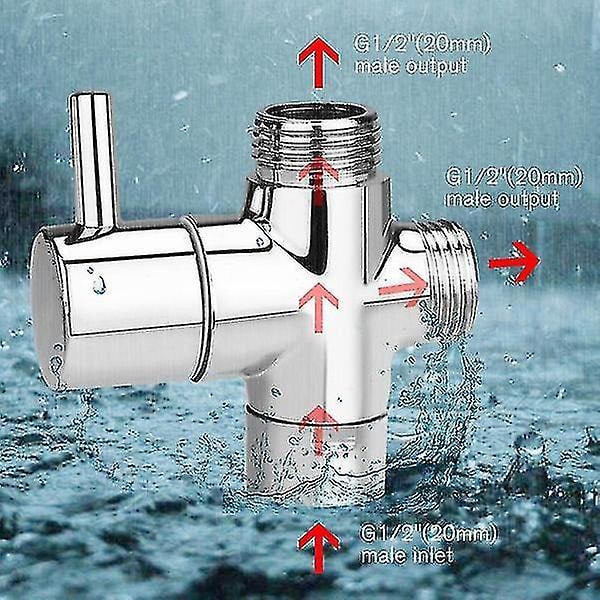 3-veis T-adapter 1/2\" Dusjhodearmventil Splitter