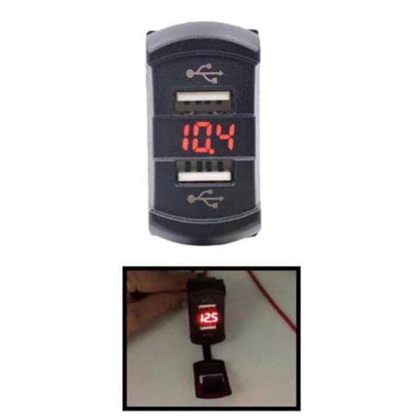 USB Billader Tændrørstik Strømstik Digital Voltmeter Kontaktpanel
