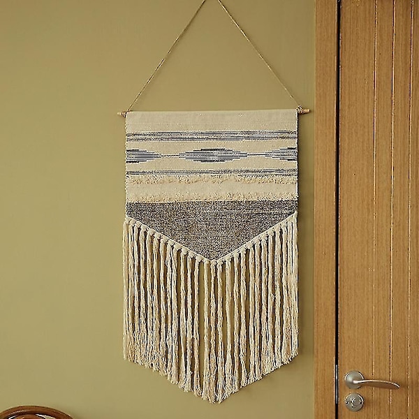 Boho-tyyläinen seinävaate, vintage-makrame, hotelli- ja kodin sisustus, harmaa