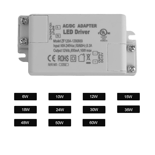 6W LED Driver AC DC Adapter til 12V DC