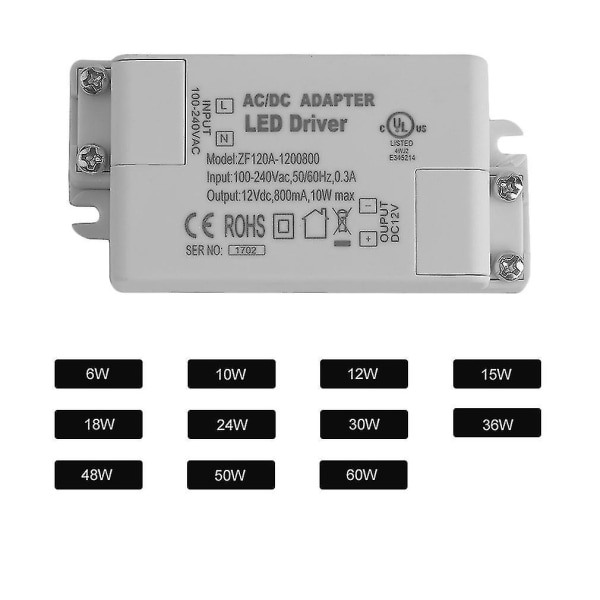 6W LED-ohjain AC DC-sovitin 12V DC