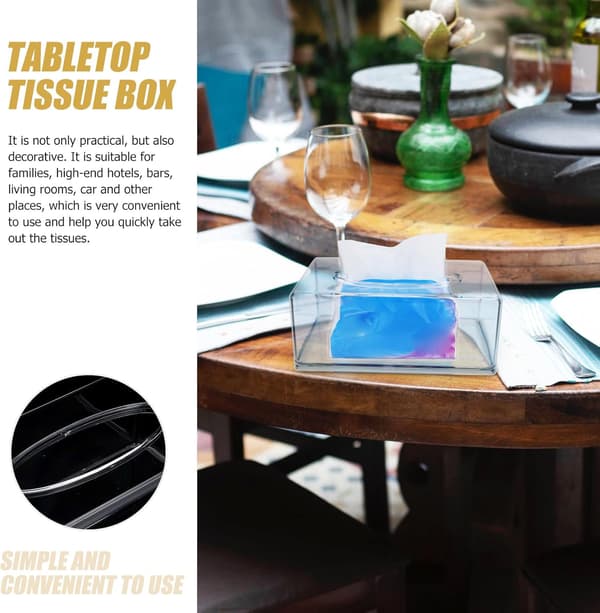 Näsdukslåda för pappersnäsdukar med rektangulär PS-plastdesign