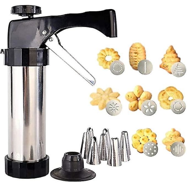 Formstøbeform Bagekit Biscuit Gun Maker Dekorationer Maskine Glasurmaskine (1 stk, Sølv)