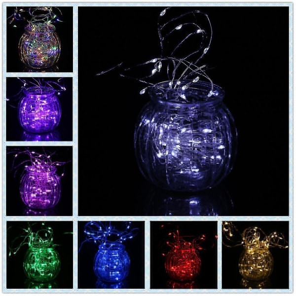 5m 50 LED Silver Wire String Lights med Batteri och Fjärrkontroll