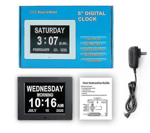 8 Tums Digital Kalender Dags Klockor Extra Stor Synnedsättning