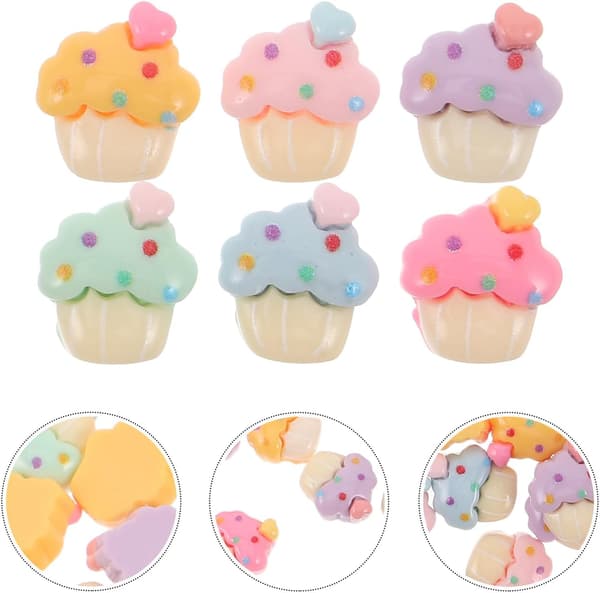 100 st mini hårklämmor söta harts flatback berlocker tecknad cupcake berlock