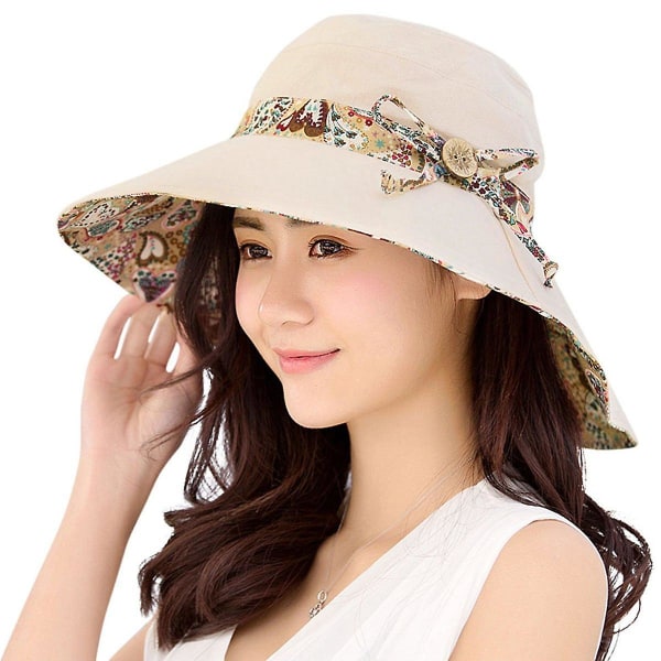 Sun Hats For Women,lovely Summer Ladies Sun Hat Floppy,packable,uv Protection Upf 50+beige