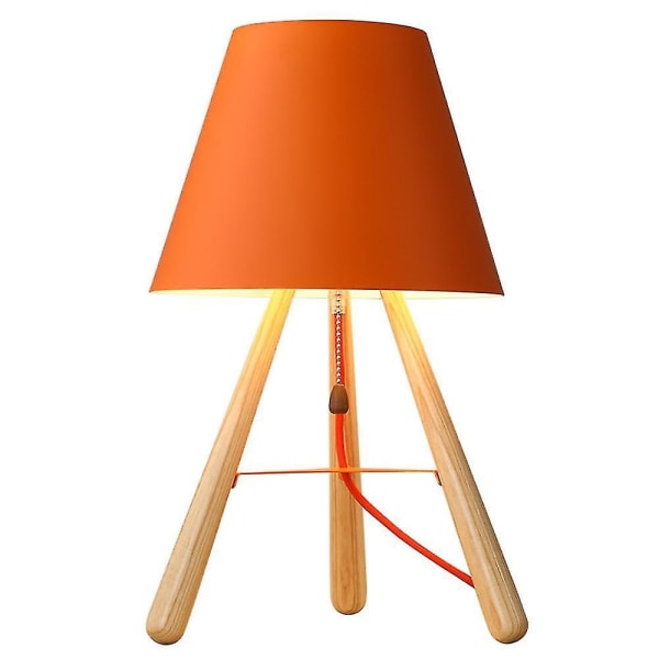 28cm Solid Wood Gulvlampe E27 Orange Bord Ingen Pære