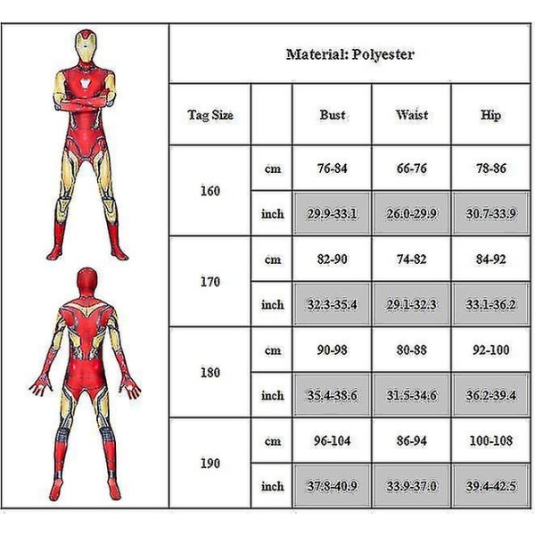 Iron Man Voksen Costume Up Performance Bodysuit 190