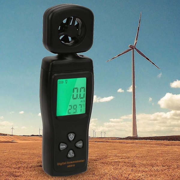 Anemometer Luftstrømsmåler, Mini Digital Anemometer 0,3-30m/s
