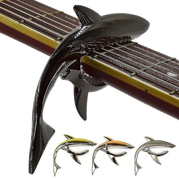 Metallgitarre Capo Hai-formet Capo for akustisk og elektrisk gitar med god hånd (1 stk, sølv)