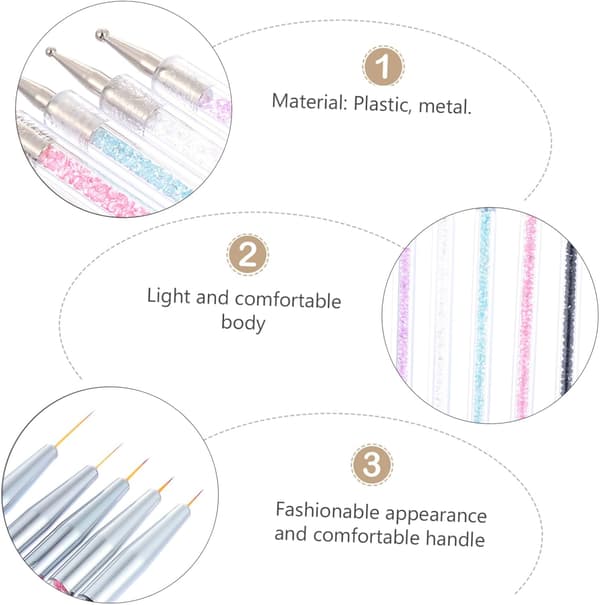 5 st nagelkonstborste liner dotting penna professionella nagelmålningsverktyg resevänlig påfyllningsbar lätt design