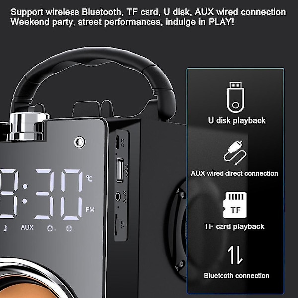 Super Bass Bluetooth-högtalare Bärbar Kolonn 3D Stereo