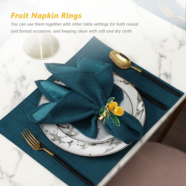 6 stk. Citron Servietringe Servietring Borddekoration Guld