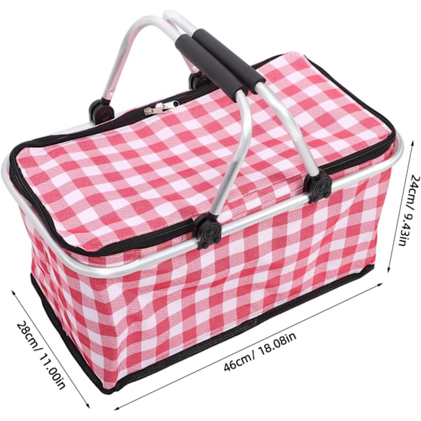 Picknickkylväska med dragkedja, isolerad picknickkorg för lunch, portabel bentoväska