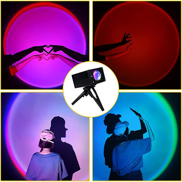 Solnedgang Lys, Led Usb Projektor 16 Farger Regnbue Solnedgang Projeksjonslampe Passer