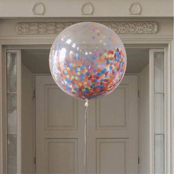 36in Round Confetti Party Clear Balloon Alla hjärtans dag