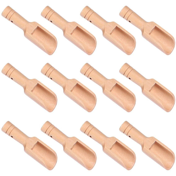 12 st Mini Träskedar, Mini Bambu Skedar för Badsalt, Tesked, Tvålpulver Sked, Trä Godis Sked (2,3 * 7,6 cm)