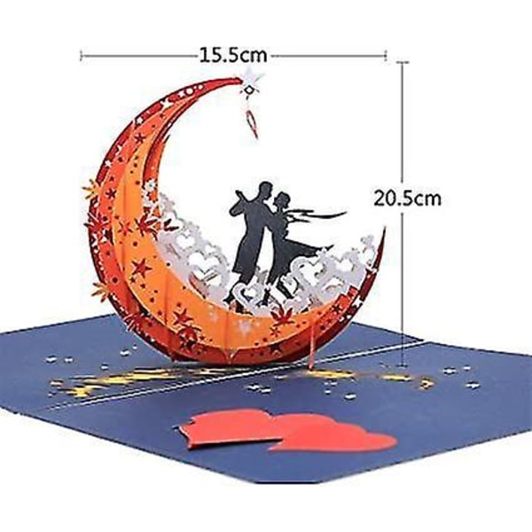 3D Pop-up Onnittelukortti Ystävänpäivä Ontto Kuu Pari