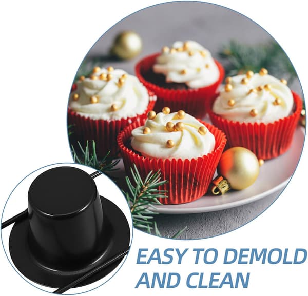 6-kops dyb cupcakeform Bageudstyr Sekskopsdesign Kulstofstål Sort Nonstick Overlegen