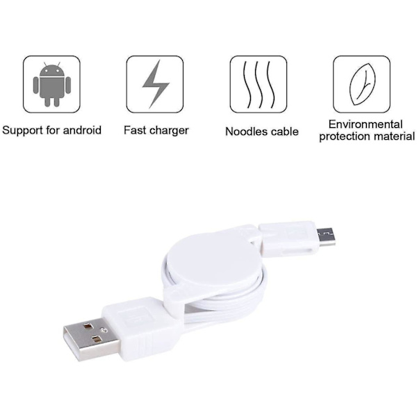5-pakks Micro USB til USB Retraktabel Synkroniseringslader
