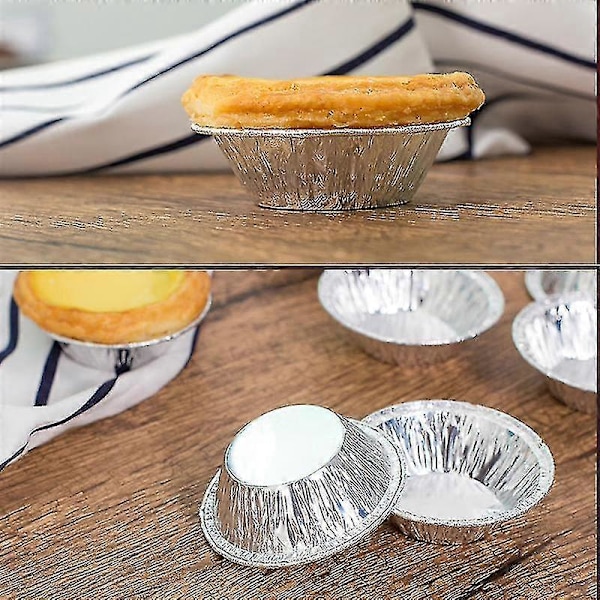 100 stk Engangs Aluminiumfolie Tarteforme Mini Pot Pie Tarte Bageplade Tin Pan Bakke