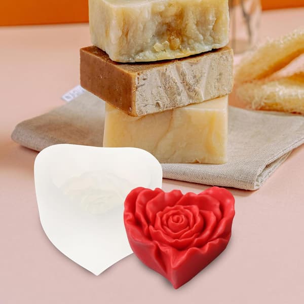 DIY Roseformet Silikon Såpeform for Håndverk, Duftlysform
