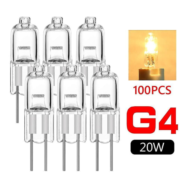 Tsleen 100 Pcs G4 Halogen Warm White 12v 20w Light Bulbs