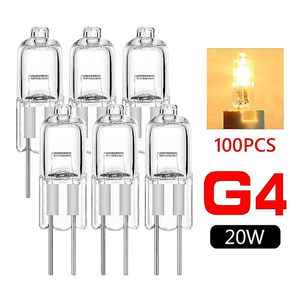 Tsleen 100 stk G4 Halogen Varmt Hvit 12v 20w Lyspærer