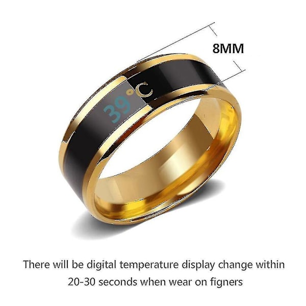 Titanium Stål Temperaturmonitor Digital Termometer Ring