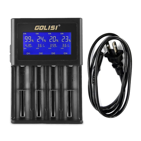 Golisi 4-sporers Smart LCD Oppladbare Batterilader