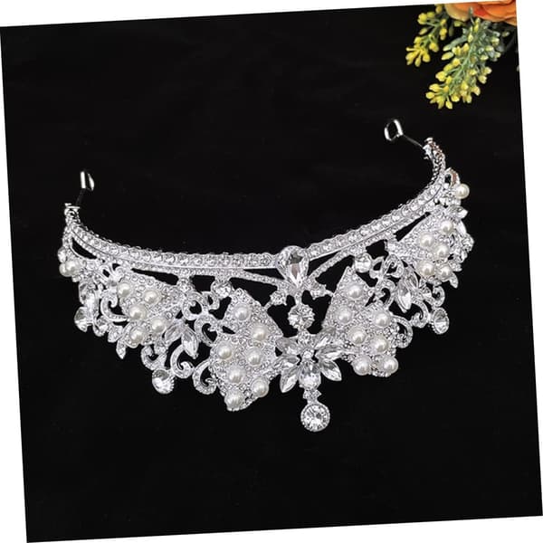 Rhinestone Tiara Krone for Bryllup og Bursdager Elegant Perle Brude Hodebånd Hodeplagg