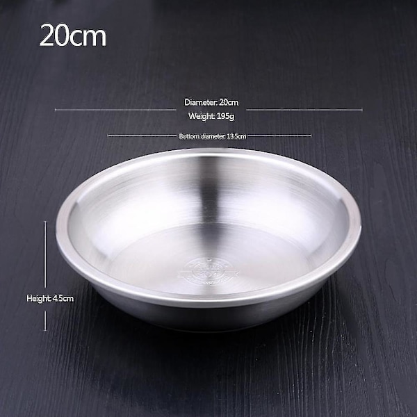 20 cm Rustfritt Stål Tallerken Husholdningskake Salat Tallerkener