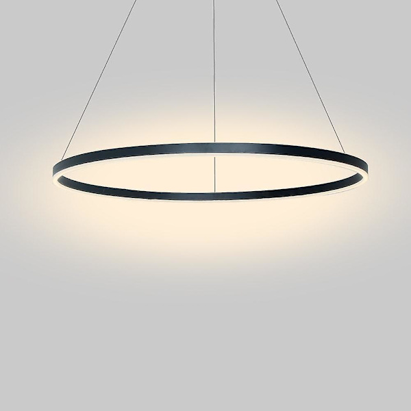 60cm LED Pendellampe Cirkel Sort Hvid Guld Aluminium