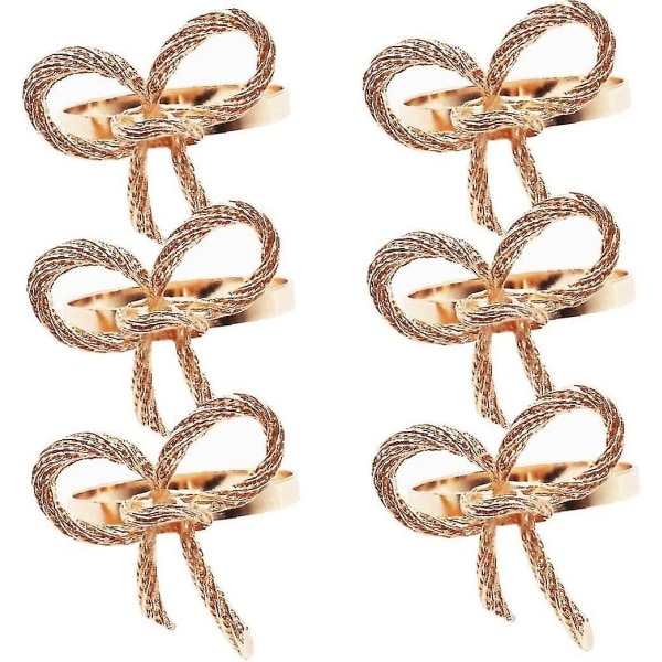 Napkin Ring Butterfly Bow Tie Napkin Buckle Hotel Restaurant Napkin Rings (rose Gold6pcs)